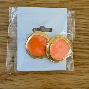 Gold and Orange Statement Earrings